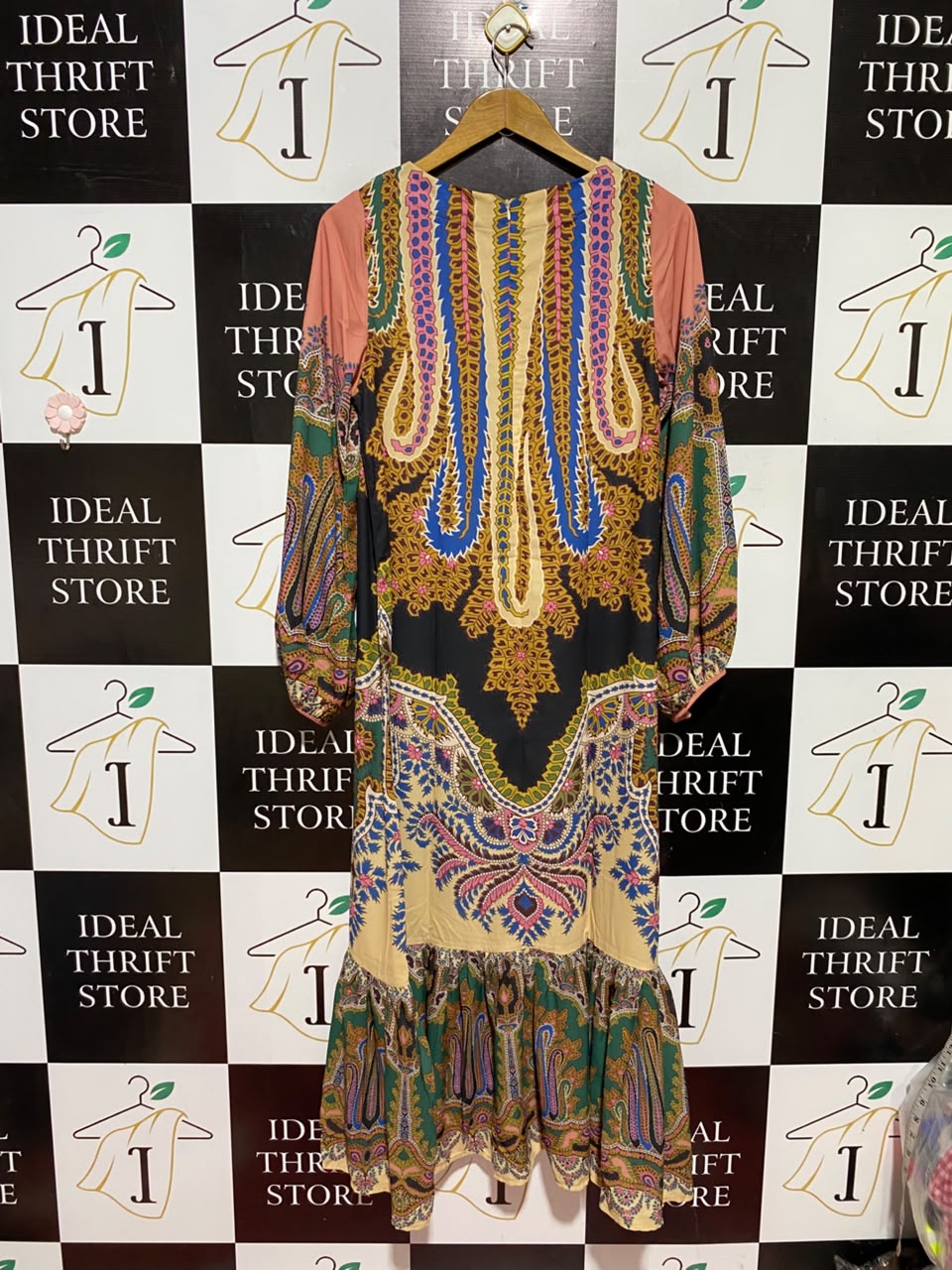 KHAADI |M| BUST 19| A8| MULTICOLOR PAISLEY PRINT TIERED MAXI DRESS