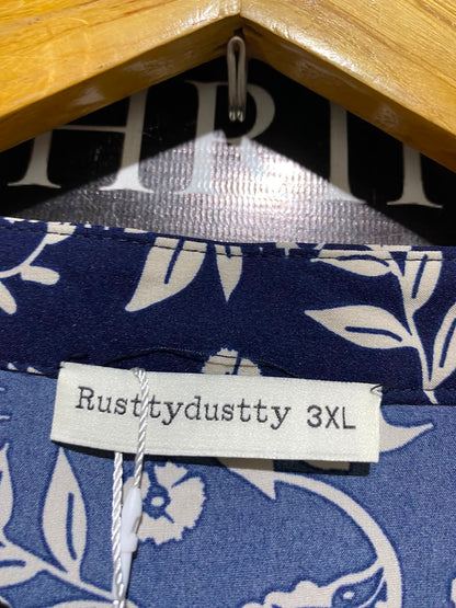 RUSTTY DUSTTY |XL| BUST 23| A8| NAVY BLUE & CREAM PAISLEY PRINT TIERED MAXI DRESS