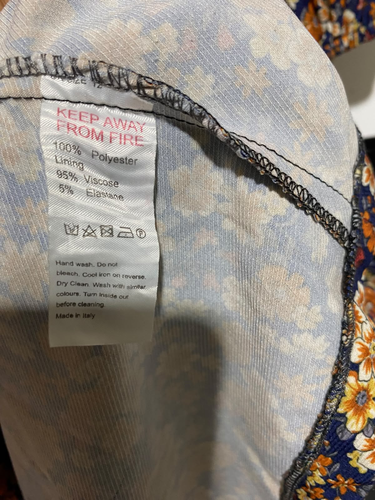 |L| BUST 19| A8| NAVY & ORANGE FLORAL PRINT LONG SLEEVE MAXI DRESS