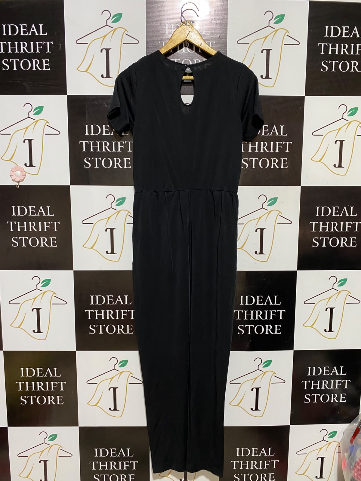 THREADBARE |S| BUST 17| A8| BLACK SHORT SLEEVE SURPLICE JUMPSUIT