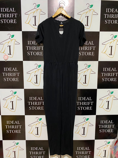 THREADBARE |S| BUST 17| A8| BLACK SHORT SLEEVE SURPLICE JUMPSUIT