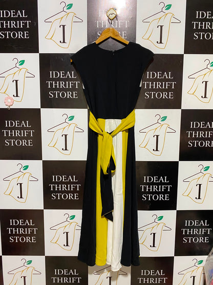 HOBBS |S| BUST 17| A8| COLORBLOCK SLEEVELESS V-NECK MIDI DRESS