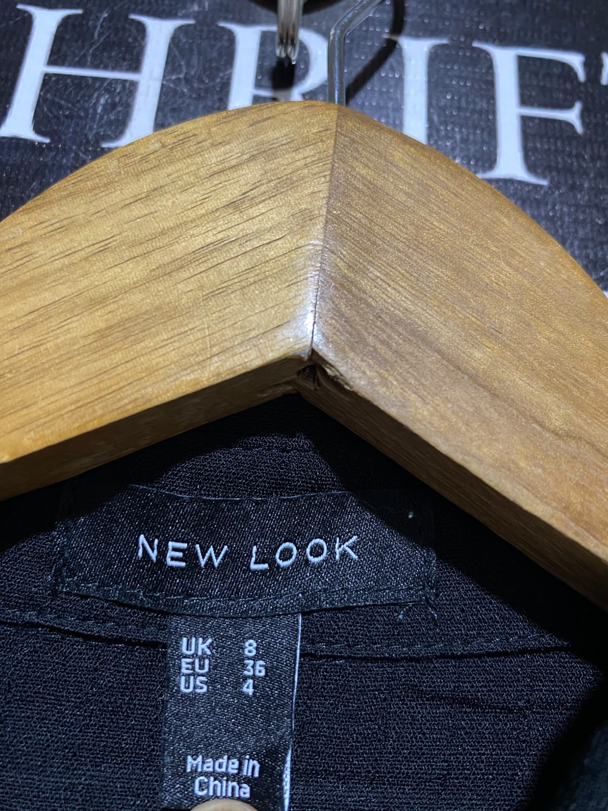 NEW LOOK |S| BUST 17| A8| BLACK SHORT SLEEVE BUTTON-FRONT SHIRT DRESS