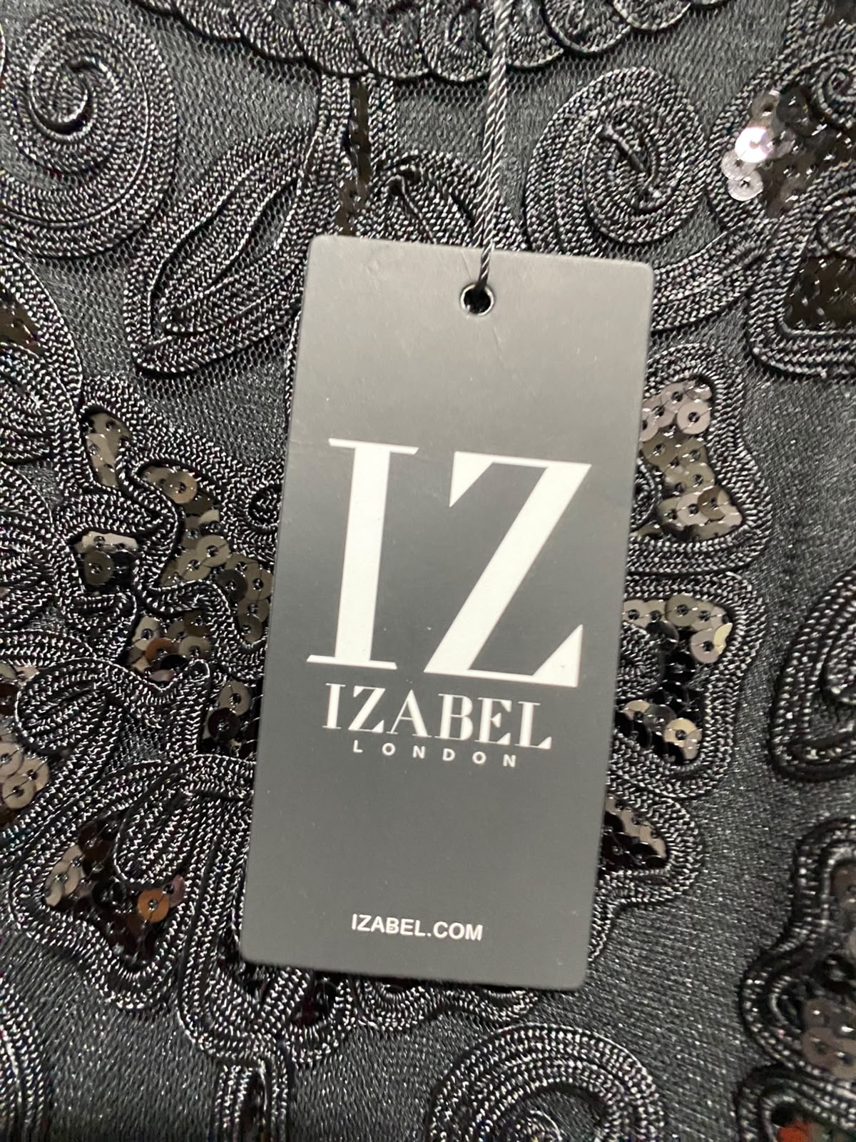 IZABEL |S| BUST 15| A8| WOMEN'S BLACK SEQUINED EMBROIDERED LACE MAXI DRESS