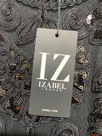 IZABEL |S| BUST 15| A8| WOMEN'S BLACK SEQUINED EMBROIDERED LACE MAXI DRESS