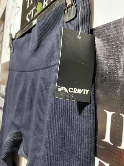 CRIVIT |S| WAIST 26| A7| WOMEN'S BLACK SEAMLESS RIBBED HIGH-WAIST BIKER SHORTS