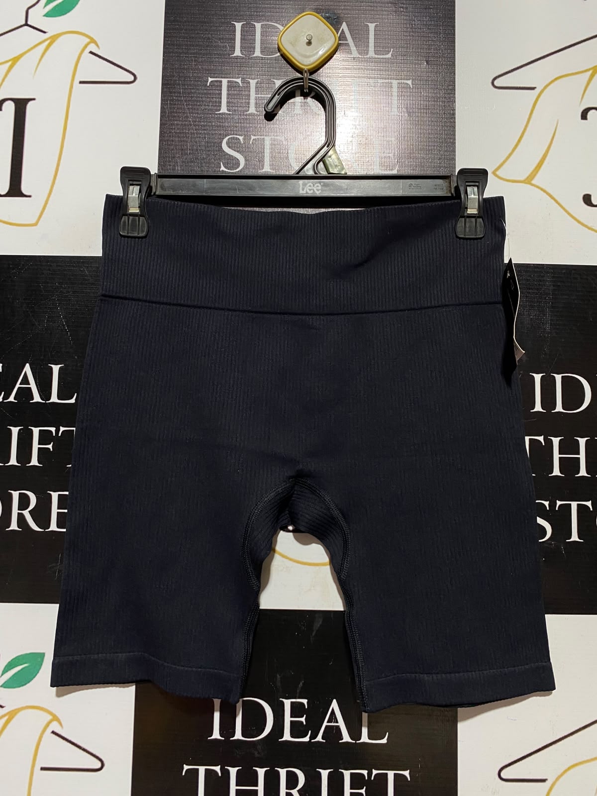 CRIVIT |S| WAIST 26| A7| WOMEN'S BLACK SEAMLESS RIBBED HIGH-WAIST BIKER SHORTS
