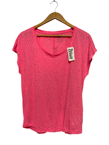 CRIVIT |M| BUST 21| A8| LEOPARD BURNOUT SHORT-SLEEVE ATHLETIC TOP - NEON PINK