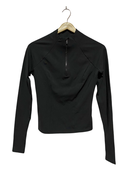 F&F |XS| BUST 16| A8| HALF-ZIP LONG-SLEEVE ATHLETIC TOP - MIDNIGHT BLACK