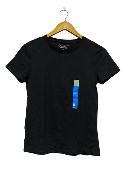 PRIMARK CARES S| BUST 16| A8| BASIC STRETCH CREW NECK T-SHIRT - MIDNIGHT BLACK