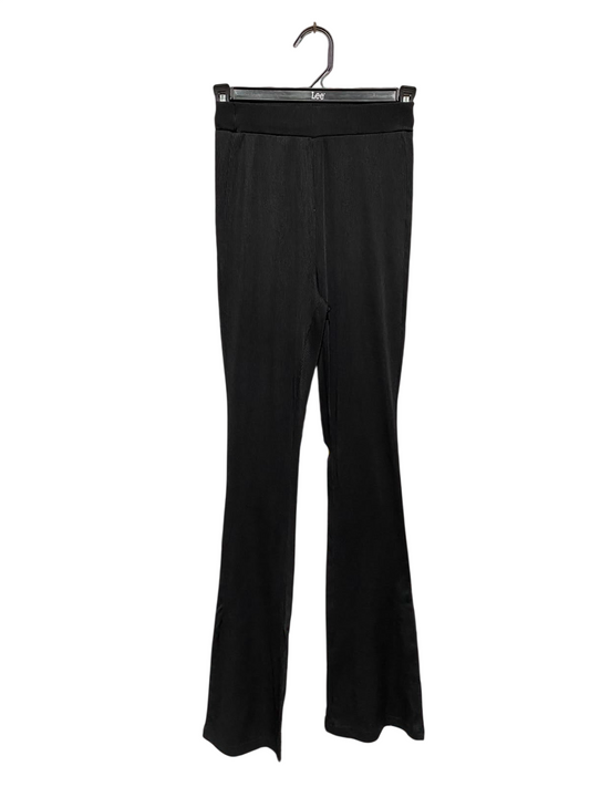 SHEIN |XS| WAIST 22| A9| HIGH-WAISTED RIBBED KNIT FLARED TROUSERS - JET BLACK