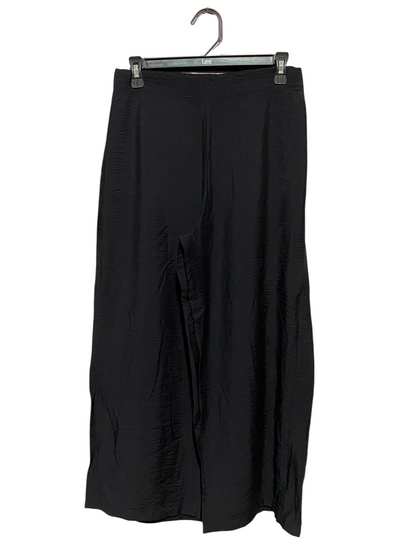 PRIMARK CARES |S| WAIST 28| A9| HIGH-WAISTED WIDE-LEG SATIN TROUSERS - JET BLACK