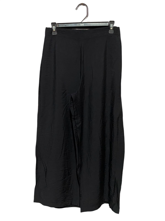 PRIMARK CARES |S| WAIST 28| A9| HIGH-WAISTED WIDE-LEG SATIN TROUSERS - JET BLACK