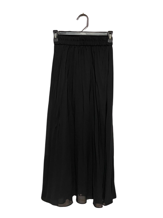 MONKL |XS| WAIST 22| A9| HIGH-WAISTED PLEATED SHEER CHIFFON MAXI SKIRT - CLASSIC BLACK