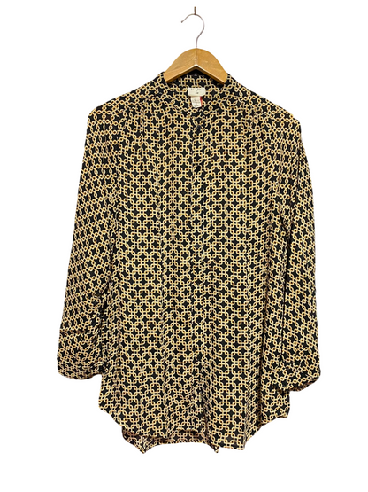 H&M |L| BUST 22| A9| CHAIN LINK GEOMETRIC PRINT BUTTON-DOWN SHIRT - BLACK & GOLD