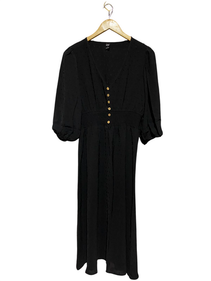 EMERY ROSE |L| BUST 18| A9| WOMEN'S SWISS DOT V-NECK MAXI DRESS - BLACK