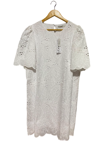 GEORGE |L| BUST 21| A9| BRODERIE ANGLAISE SHORT SLEEVE MINI DRESS - WHITE
