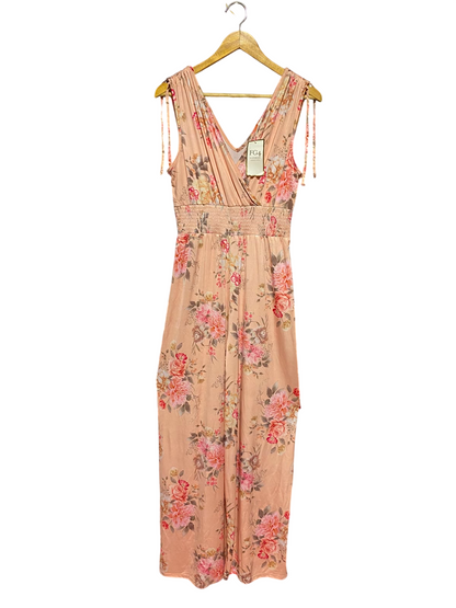 GEORGE |S| BUST 16| A9| FLORAL PRINT V-NECK MAXI DRESS - PEACH / PINK