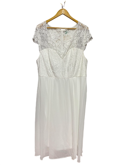 SHEIN CURVE |XL| BUST 20| A9| LACE OVERLAY CHIFFON MAXI DRESS - WHITE / IVORY