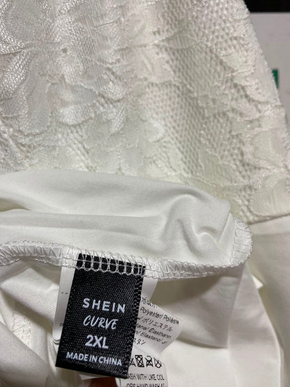 SHEIN CURVE |XL| BUST 20| A9| LACE OVERLAY CHIFFON MAXI DRESS - WHITE / IVORY