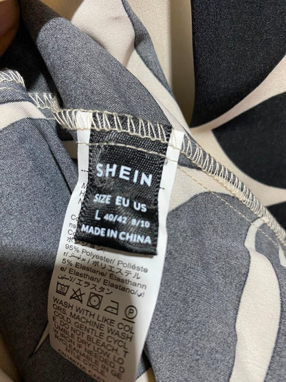 SHEIN |L| BUST 18| A9| MONOCHROME LEAF PRINT WRAP MAXI DRESS - BLACK & CREAM