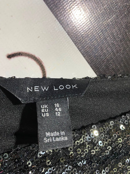 NEW LOOK |L| BUST 19| A9| FULLY SEQUINED V-NECK SLEEVELESS BELTED MAXI DRESS - CHARCOAL / GUNMETAL