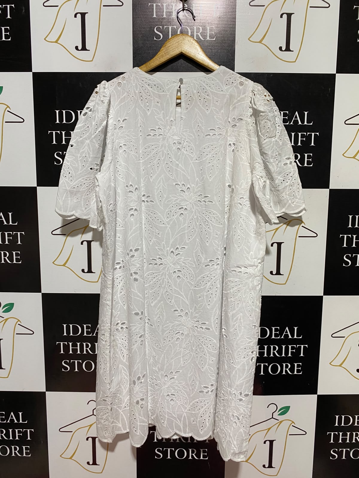 GEORGE |L| BUST 21| A9| BRODERIE ANGLAISE SHORT SLEEVE MINI DRESS - WHITE