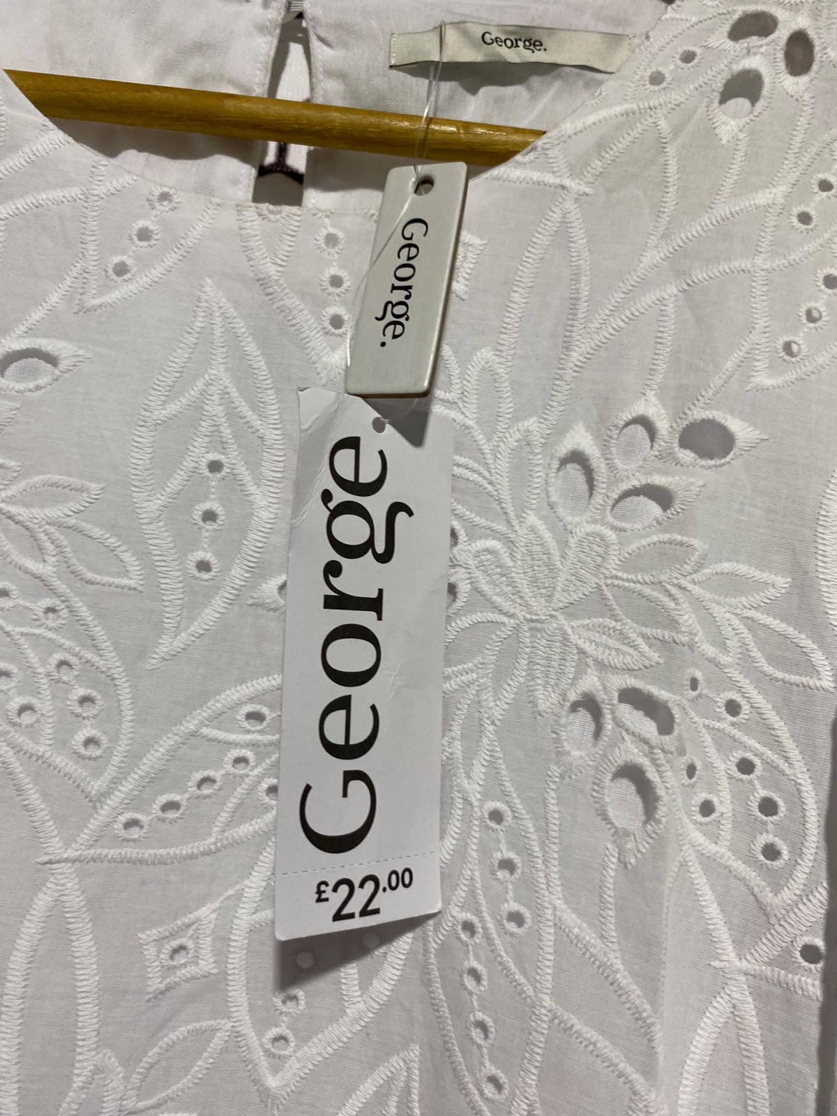 GEORGE |L| BUST 21| A9| BRODERIE ANGLAISE SHORT SLEEVE MINI DRESS - WHITE