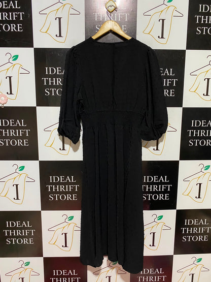 EMERY ROSE |L| BUST 18| A9| WOMEN'S SWISS DOT V-NECK MAXI DRESS - BLACK