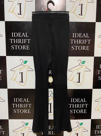 SHEIN |XS| WAIST 22| A9| HIGH-WAISTED RIBBED KNIT FLARED TROUSERS - JET BLACK