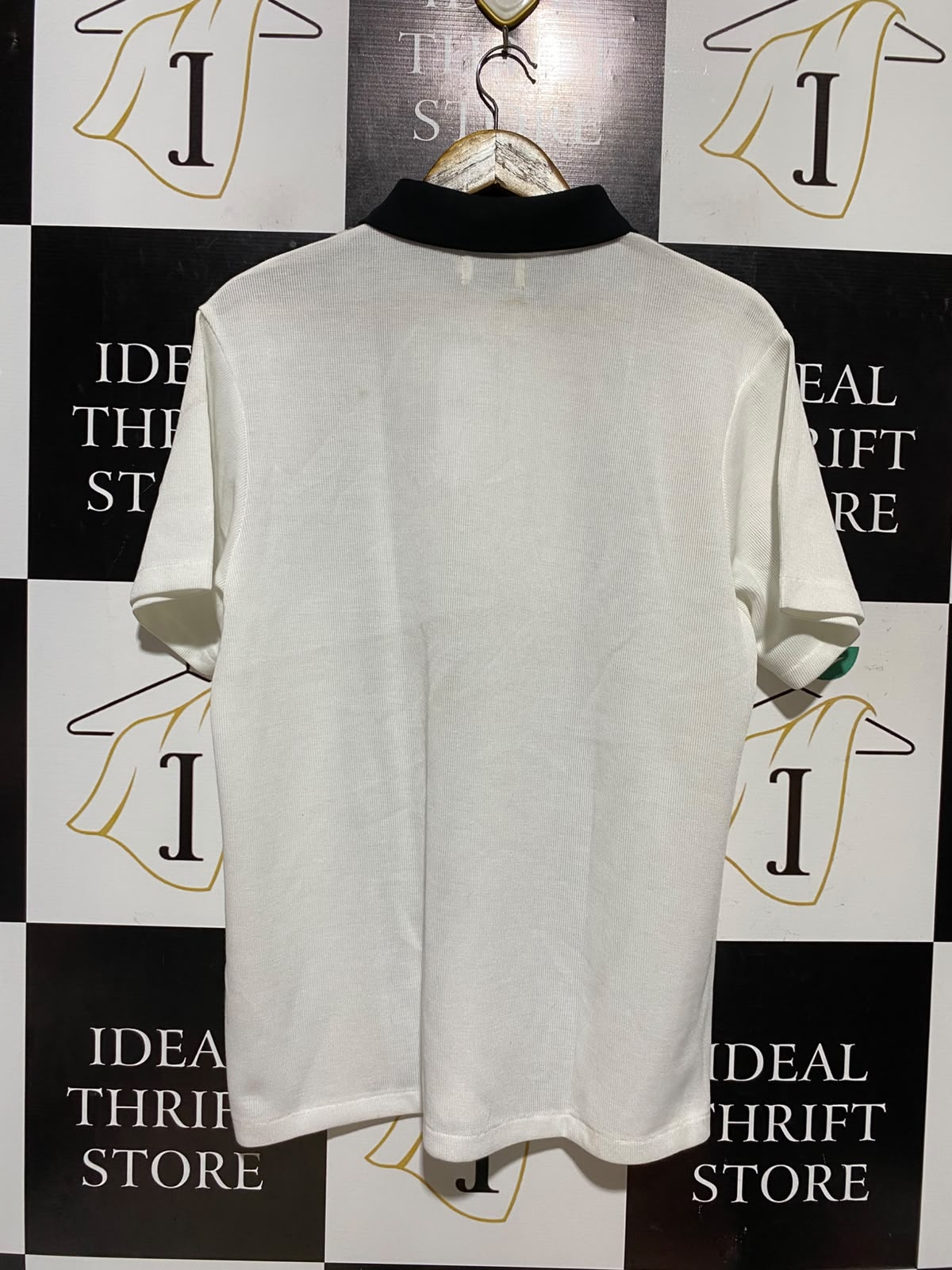 TOPMAN |L| BUST 22| A8| STRIPED KNIT ZIP POLO SHIRT - WHITE MULTI