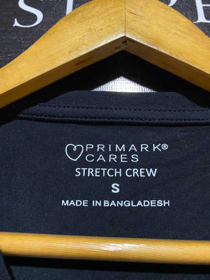 PRIMARK CARES S| BUST 16| A8| BASIC STRETCH CREW NECK T-SHIRT - MIDNIGHT BLACK