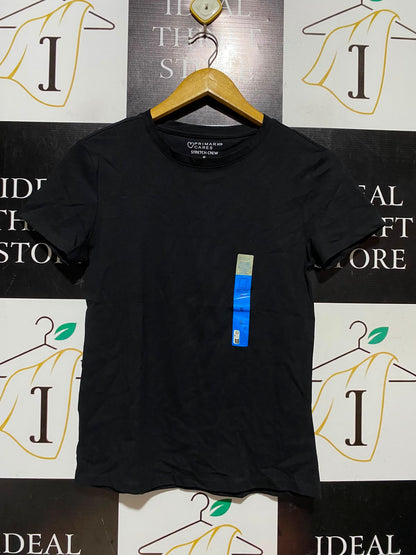 PRIMARK CARES S| BUST 16| A8| BASIC STRETCH CREW NECK T-SHIRT - MIDNIGHT BLACK