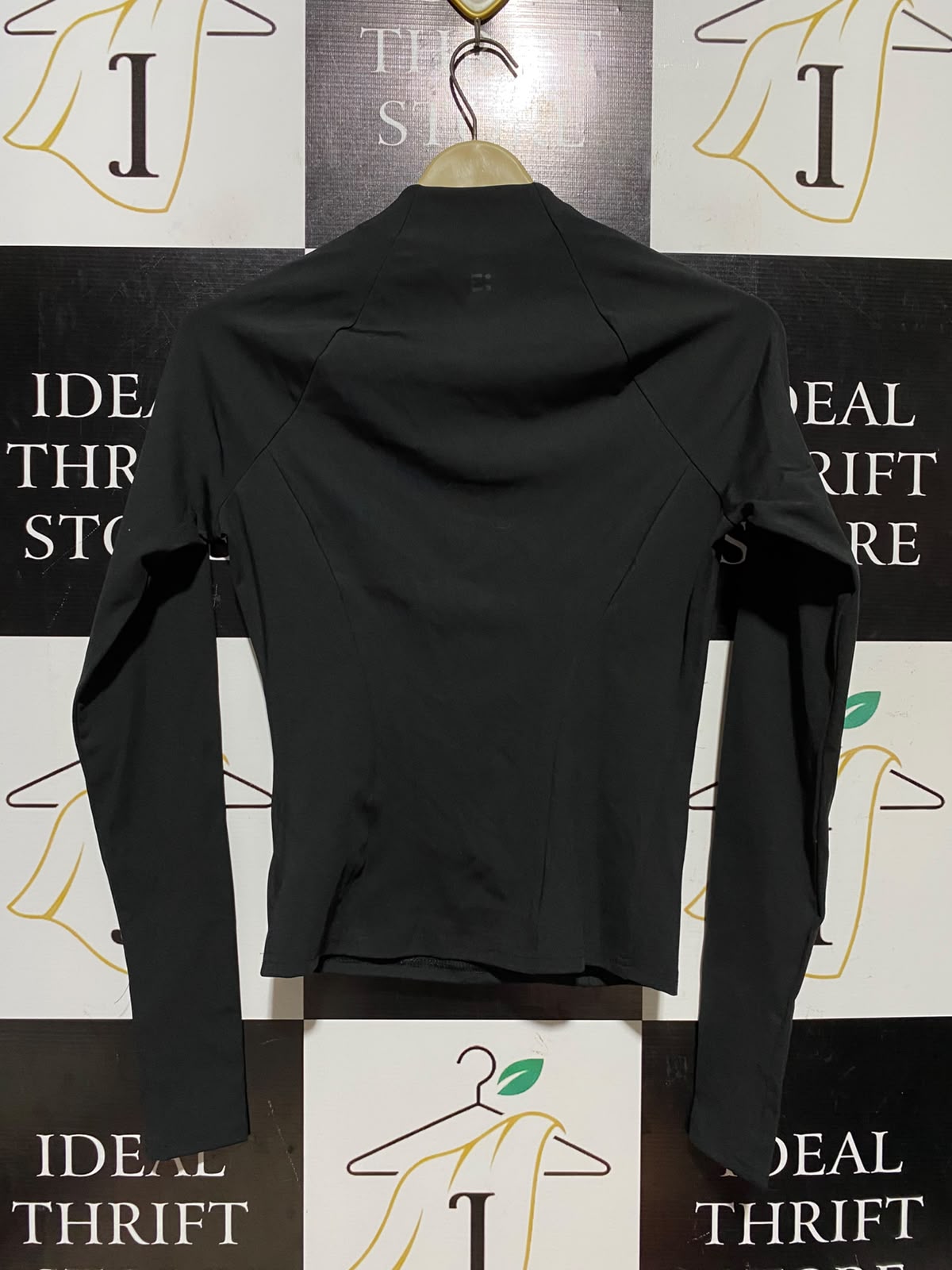 F&F |XS| BUST 16| A8| HALF-ZIP LONG-SLEEVE ATHLETIC TOP - MIDNIGHT BLACK