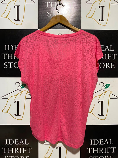 CRIVIT |M| BUST 21| A8| LEOPARD BURNOUT SHORT-SLEEVE ATHLETIC TOP - NEON PINK