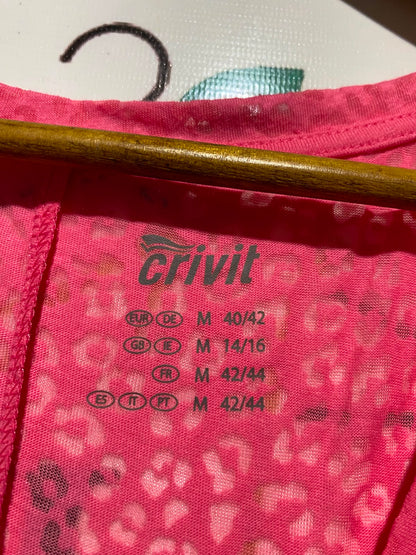 CRIVIT |M| BUST 21| A8| LEOPARD BURNOUT SHORT-SLEEVE ATHLETIC TOP - NEON PINK