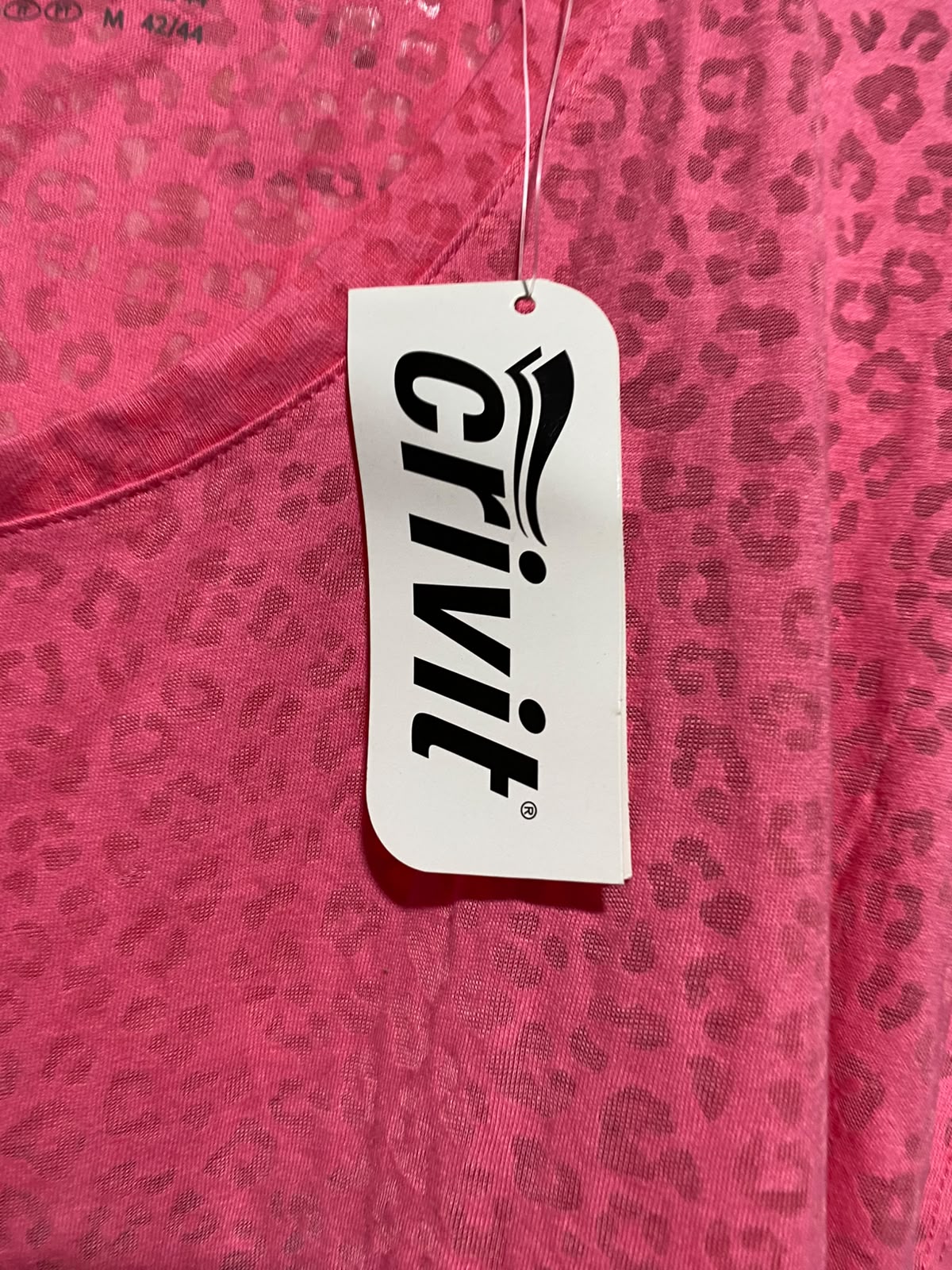 CRIVIT |M| BUST 21| A8| LEOPARD BURNOUT SHORT-SLEEVE ATHLETIC TOP - NEON PINK