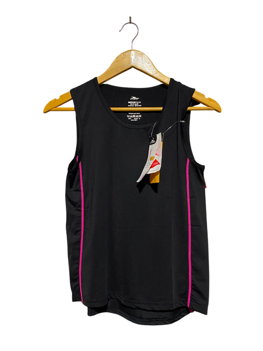 CRANE |M| BUST 16| A9| SLEEVELESS CYCLING & FITNESS TANK TOP - BLACK WITH PINK TRIM