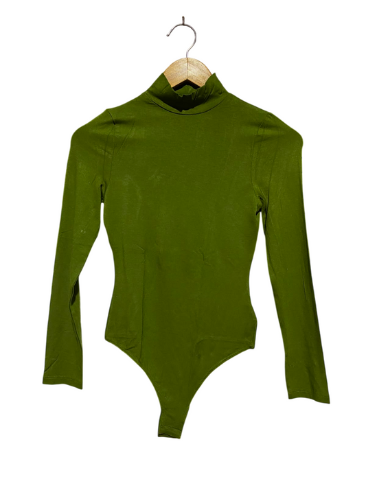 ASOS |XS| BUST 13| A9| HIGH NECK LONG SLEEVE BODYSUIT - OLIVE GREEN