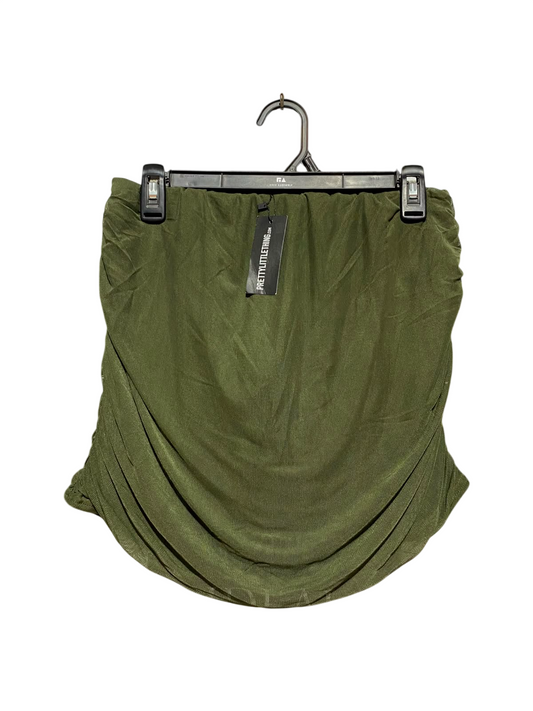 PRETTYLITTLE THING |M| BUST 28| A9| RUCHED MESH STRAPLESS BANDEAU TOP - OLIVE GREEN