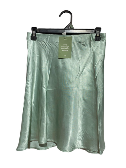 H&M |S| WAIST 26| A9| SOLID SATIN BIAS-CUT MIDI SKIRT - SAGE GREEN