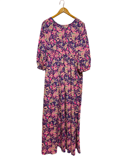 BOOHOO |M| BUST 9| A11| VIBRANT PAISLEY PRINT LONG SLEEVE MAXI DRESS - PURPLE & PINK