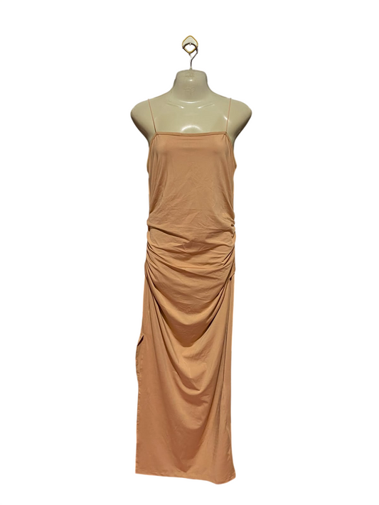 SHEIN |L| BUST 15| A11| RUCHED CAMI SLIP MAXI DRESS - NUDE / BEIGE