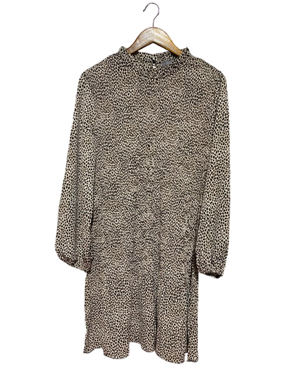 PRIMARK |L| BUST 21| A11| ANIMAL / LEOPARD PRINT HIGH NECK MINI DRESS - BEIGE & BLACK