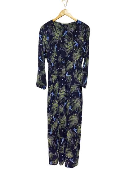 ETEN |L| BUST 18| A11| BOTANICAL FLORAL PRINT LONG SLEEVE MAXI DRESS - NAVY BLUE