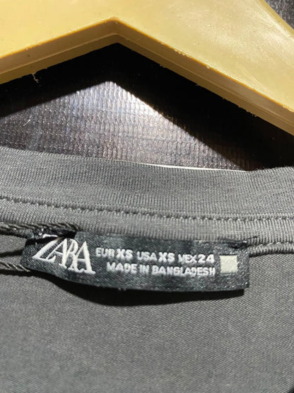 ZARA |XS| BUST 14| A11| SOLID CREW NECK CROPPED T-SHIRT - CHARCOAL GREY
