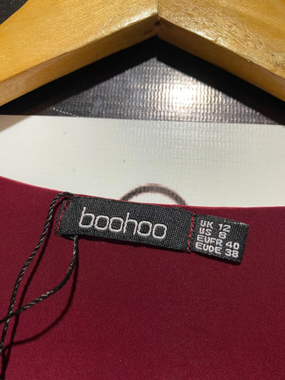 BOOHOO |M| BUST 15| A11| LONG SLEEVE SOLID BODYSUIT - BURGUNDY / MAROON