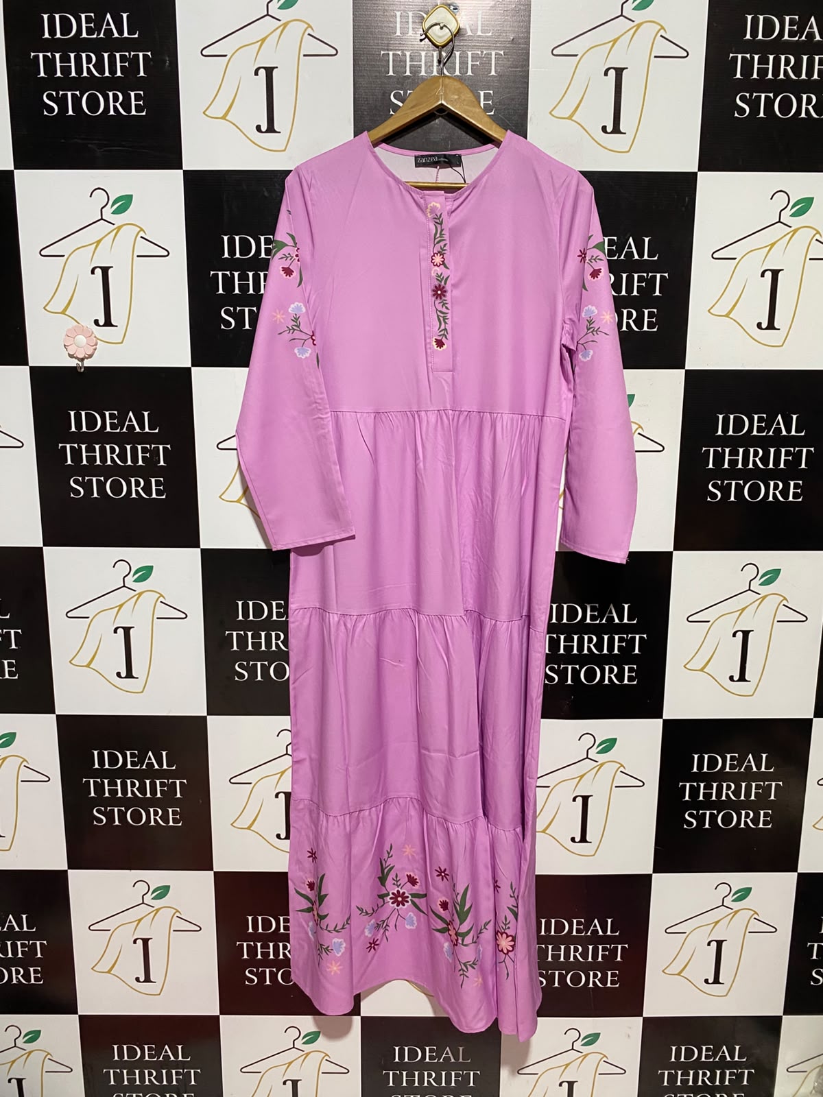 ZANZEA |L| BUST 21| A11| EMBROIDERED TIERED MAXI DRESS - PINK / LILAC