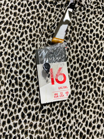 PRIMARK |L| BUST 21| A11| ANIMAL / LEOPARD PRINT HIGH NECK MINI DRESS - BEIGE & BLACK