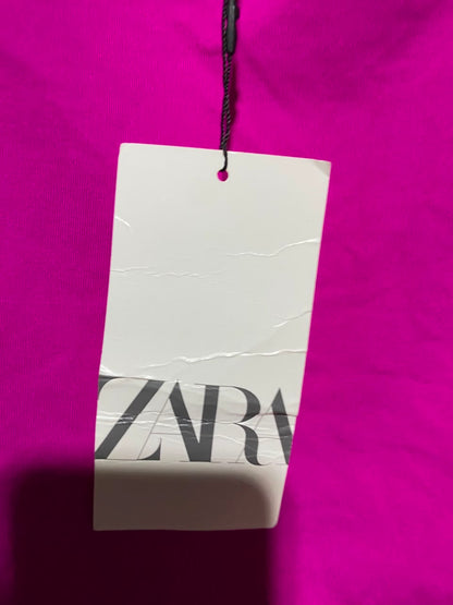 ZARA |M| BUST 16| A11| SOLID SCOOP NECK TANK TOP - HOT PINK